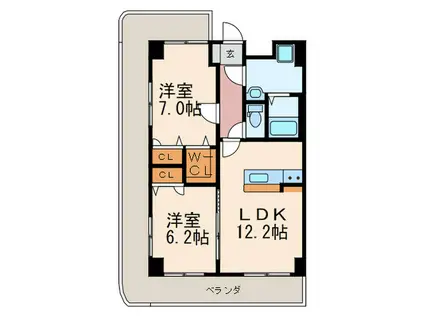 プレステ-ジレジデンス黒崎(2LDK/11階)の間取り写真