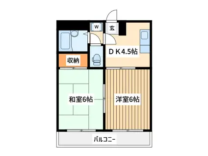 四谷マンションB(2DK/2階)の間取り写真