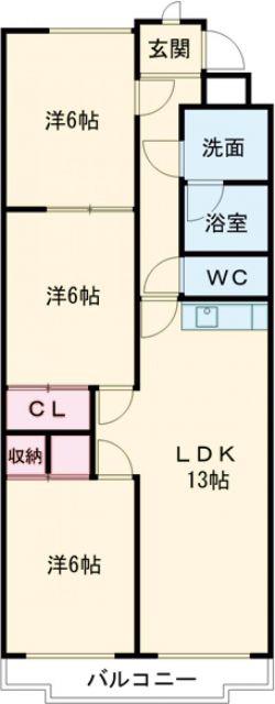 ベルメゾン若森(3LDK/3階)の間取り写真