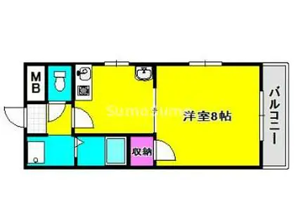 マリンパレス須磨(1DK/2階)の間取り写真