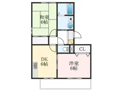 ウインドミルI棟(2DK/3階)の間取り写真