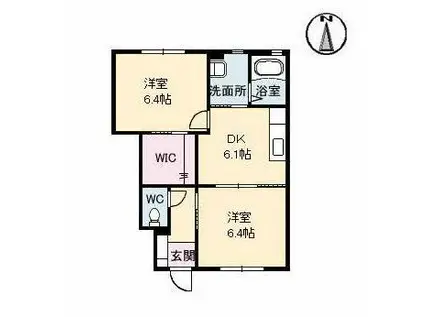 ベルデ A棟(2DK/1階)の間取り写真