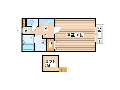 コーポA・S1(1K/2階)の間取り写真