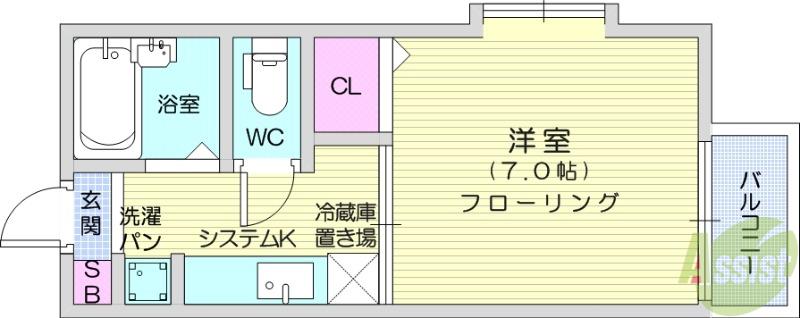 ドミールHAMADA(1K/2階)の間取り写真