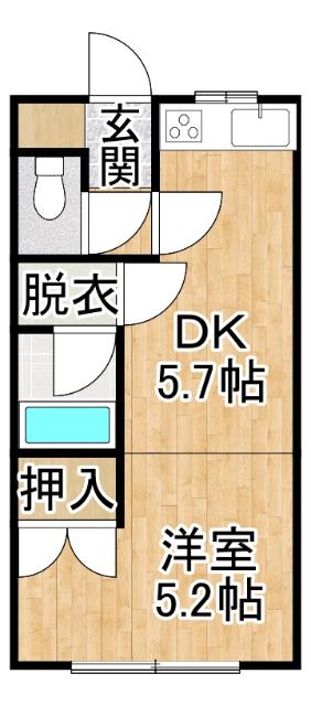 コーポ秋山3(1DK/1階)の間取り写真