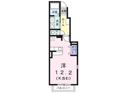 ヴィラB(ワンルーム/1階)の間取り写真