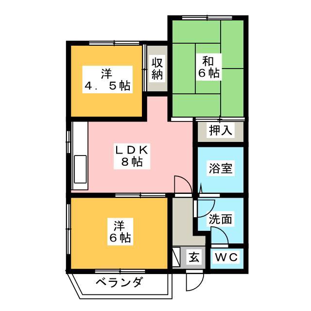不二ハイツ(3DK/3階)の間取り写真
