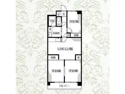 ルミエール八王子(3LDK/4階)の間取り写真