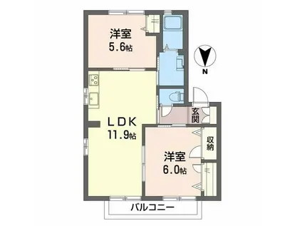 バリュージュシオンA(2LDK/2階)の間取り写真