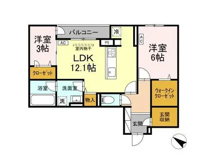 ボンメゾン東福山(2LDK/3階)の間取り写真