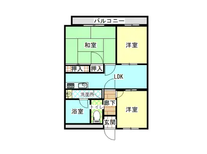 アルファコートI(3LDK/1階)の間取り写真