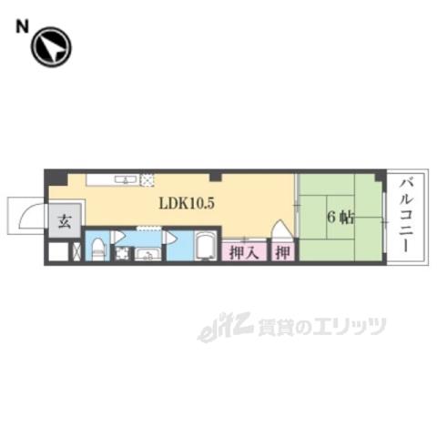 ロイヤルハイツ東生駒(1LDK/2階)の間取り写真