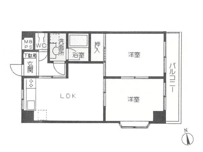 ジュネス青山(2LDK/3階)の間取り写真