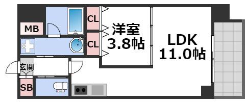 プレジオ難波(1LDK/8階)の間取り写真