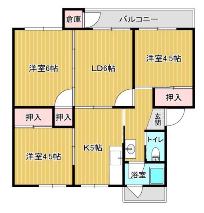 京口団地10号棟(3LDK/1階)の間取り写真