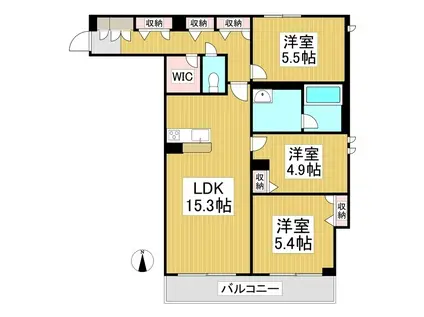カルムメゾン(3LDK/2階)の間取り写真