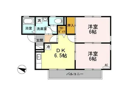 プロムナード(2DK/2階)の間取り写真