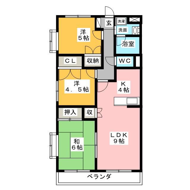 クレベール(3LDK/3階)の間取り写真