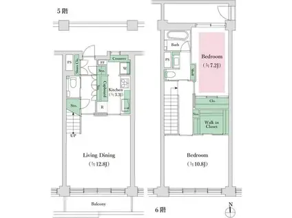 クレセントマンション(2LDK/5階)の間取り写真