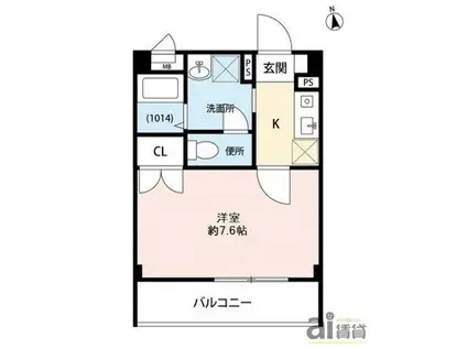 アンプルールフェール本川越(1K/1階)の間取り写真