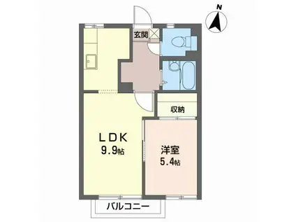 アパートメントハウス・アイリスD(1LDK/2階)の間取り写真