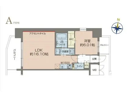 プレジオ梅田(1LDK/10階)の間取り写真