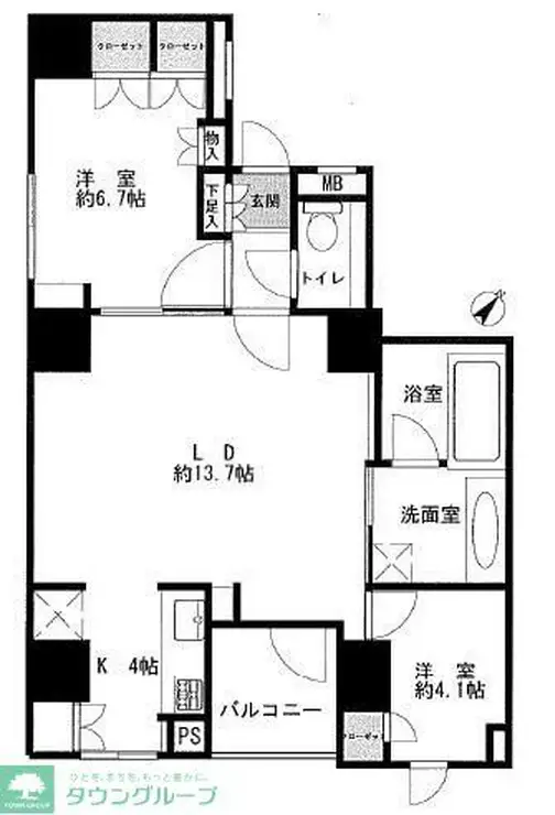 サンクタス銀座 9階階 間取り