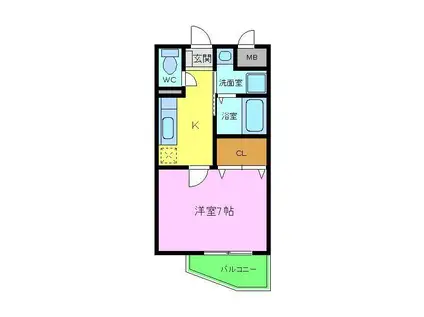 エスポワールヒル(1K/1階)の間取り写真