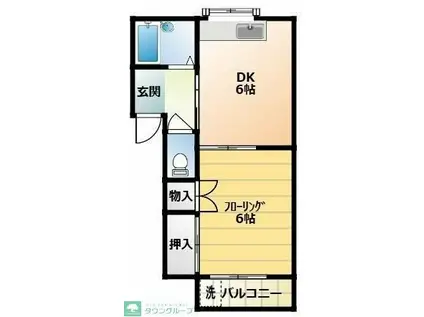 ハイツホワイト(1DK/2階)の間取り写真