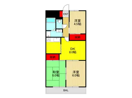 TS GARDEN蕨II(3DK/5階)の間取り写真