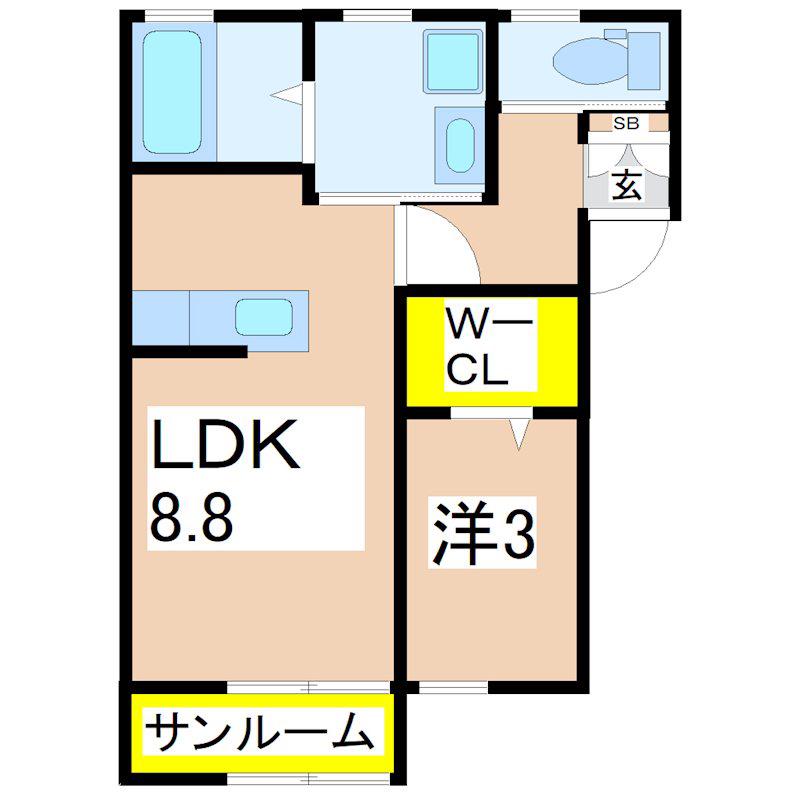 MEER A(1SLDK/2階)の間取り写真