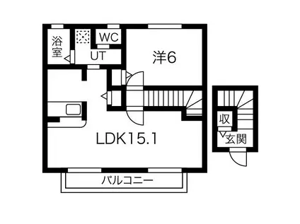 ヨーロピアンシャレータカラ(1LDK/2階)の間取り写真