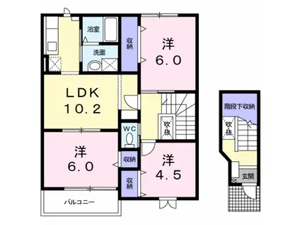 ガーデンパレスK(3LDK/2階)の間取り写真