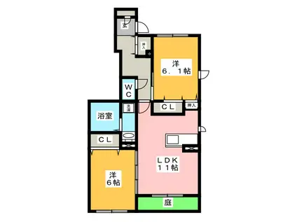 アンプティシャトン(2LDK/1階)の間取り写真