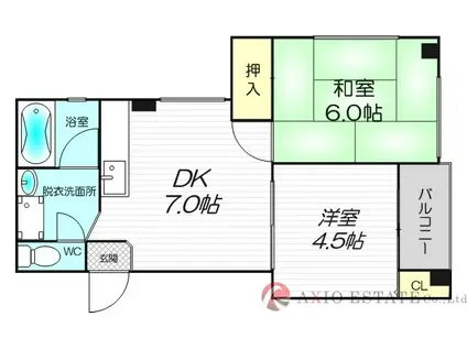 三国マンション(2DK/3階)の間取り写真