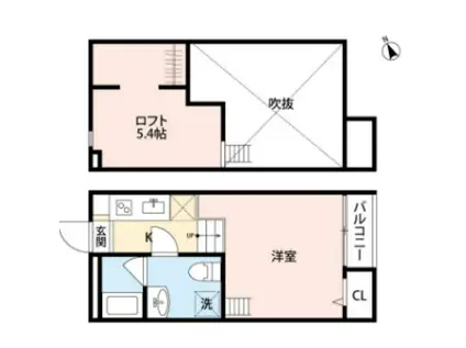 ブラインドサイド幕張(1K/2階)の間取り写真