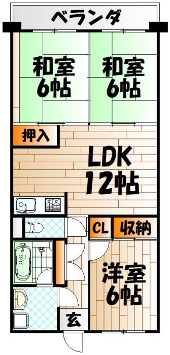 コープ野村富野ヶ丘(3LDK/5階)の間取り写真