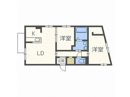 ラヴェーラ円山鳥居前(2LDK/4階)の間取り写真