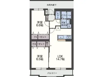 アンビシオン(2LDK/5階)の間取り写真
