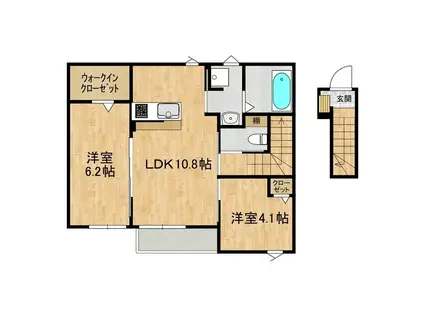 朝日レジデンス荒川本郷D(2LDK/2階)の間取り写真