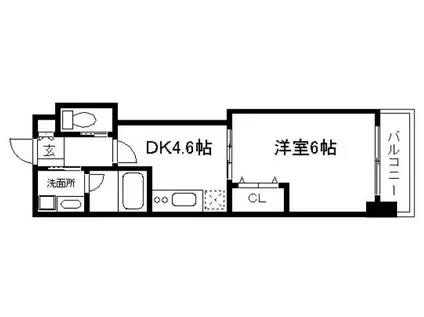 S-FORT二条城前(1DK/4階)の間取り写真
