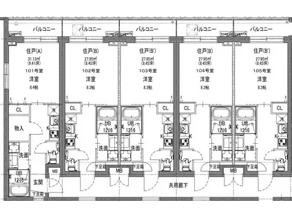 LALA NISHIAZABU(1K/1階)の間取り写真