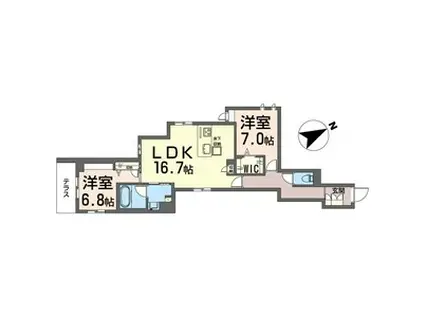 エスポアコリーヌSHM(2LDK/1階)の間取り写真