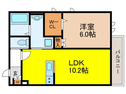 ディアグラナート(1LDK/1階)の間取り写真