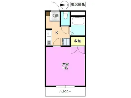 フラワーハイツ横田(1K/2階)の間取り写真