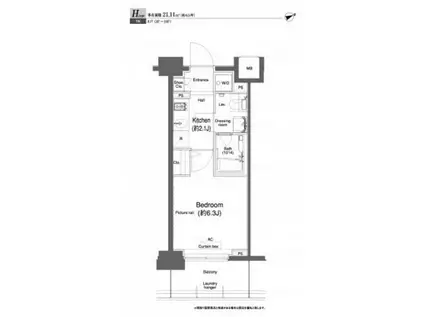 プラウドフラット鶴見II(1K/7階)の間取り写真