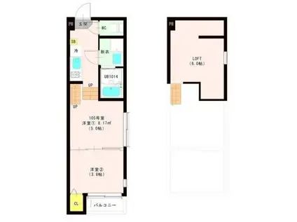 ハーモニーテラス西中田VIII(1DK/1階)の間取り写真