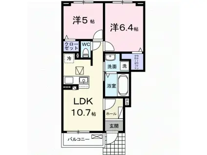 アンシャンテ(2LDK/1階)の間取り写真
