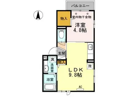 メープル・シャンテ(1LDK/2階)の間取り写真