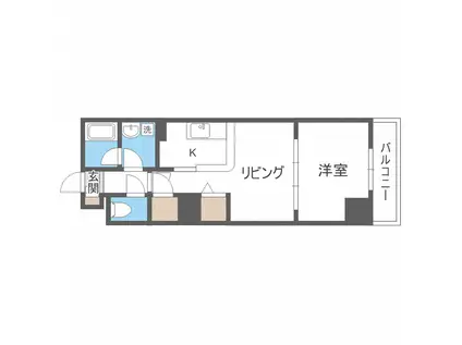 ビッグパレス南6条(1LDK/8階)の間取り写真